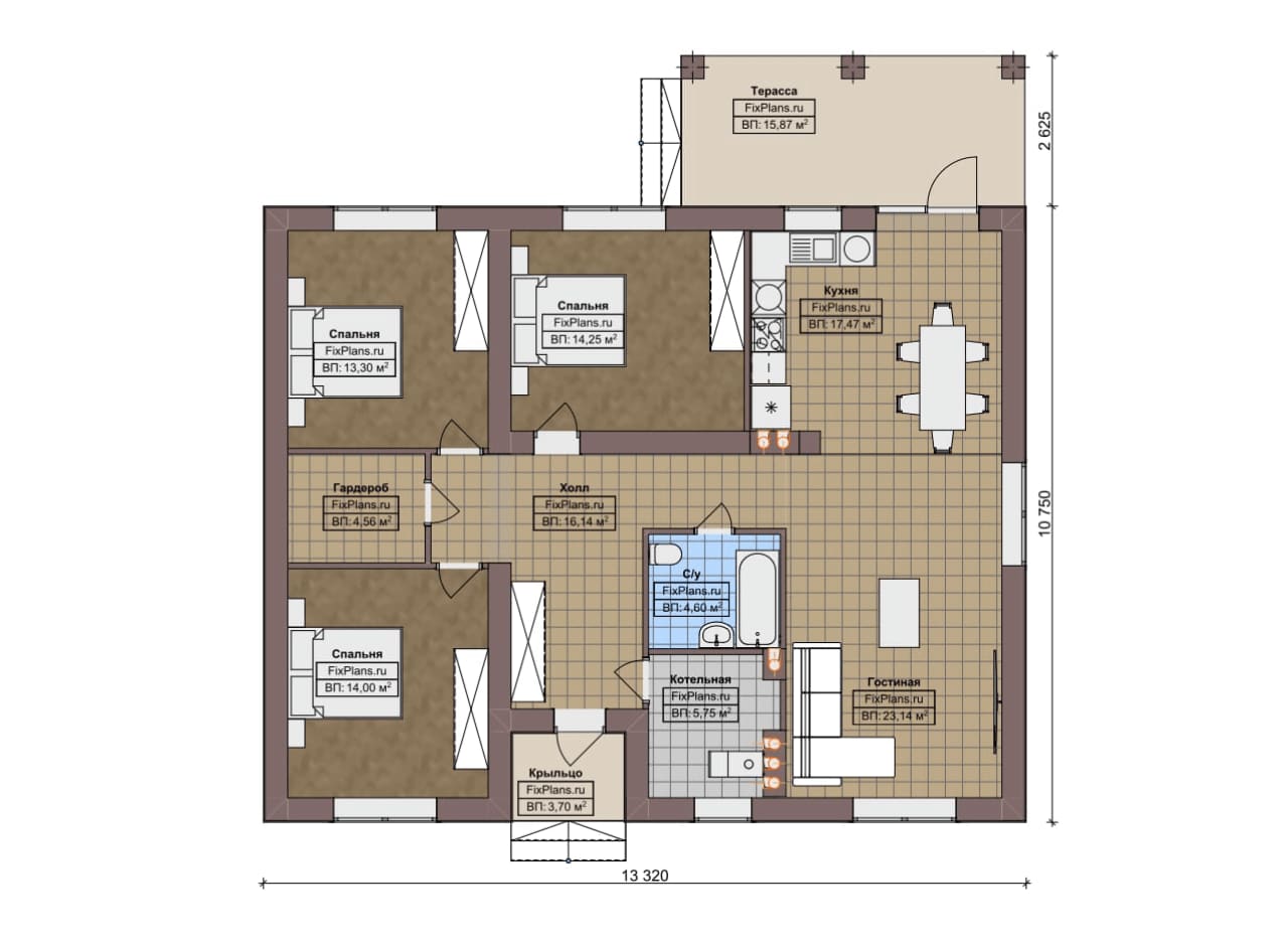Планировка Одноэтажный дом F-6713