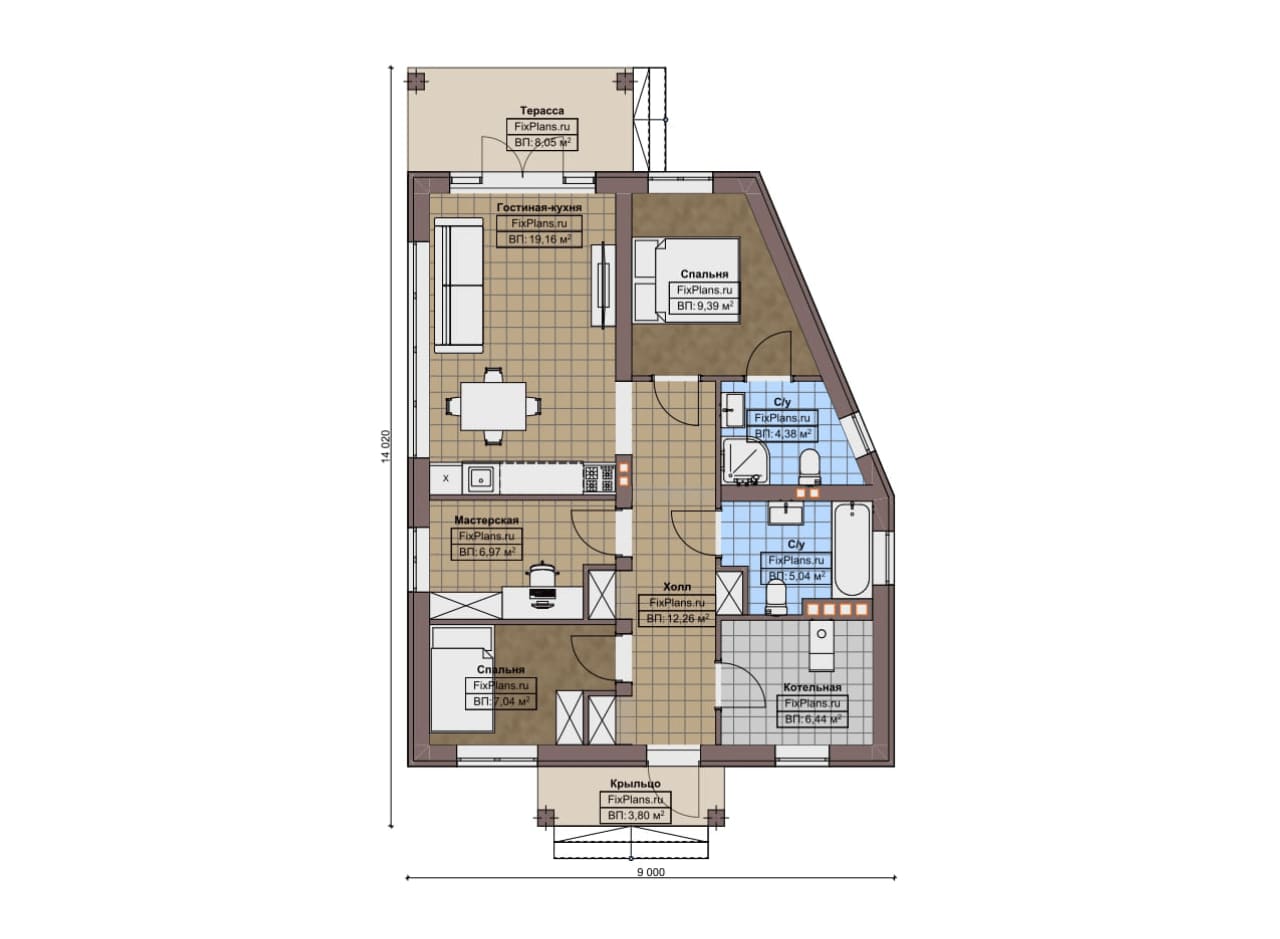 Планировка Одноэтажный дом F-11204