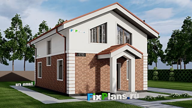 Одноэтажный дом с мансардой  F-9710