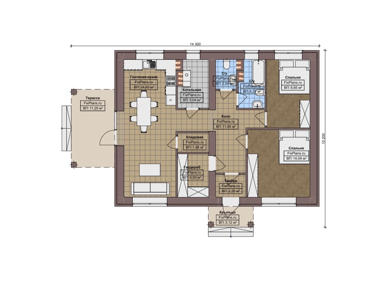 Планировка Одноэтажный дом F-14075