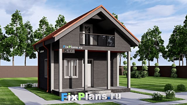 Одноэтажный дом с мансардой  F-15308