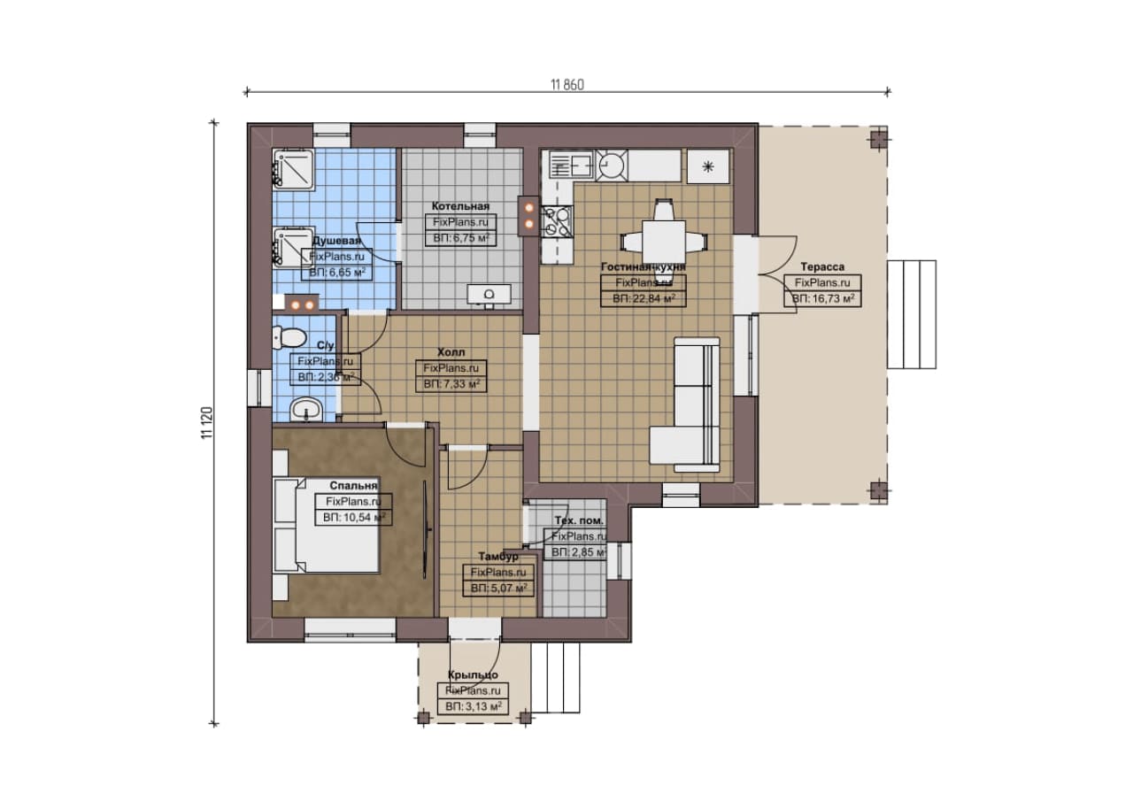Планировка Одноэтажный дом F-14912